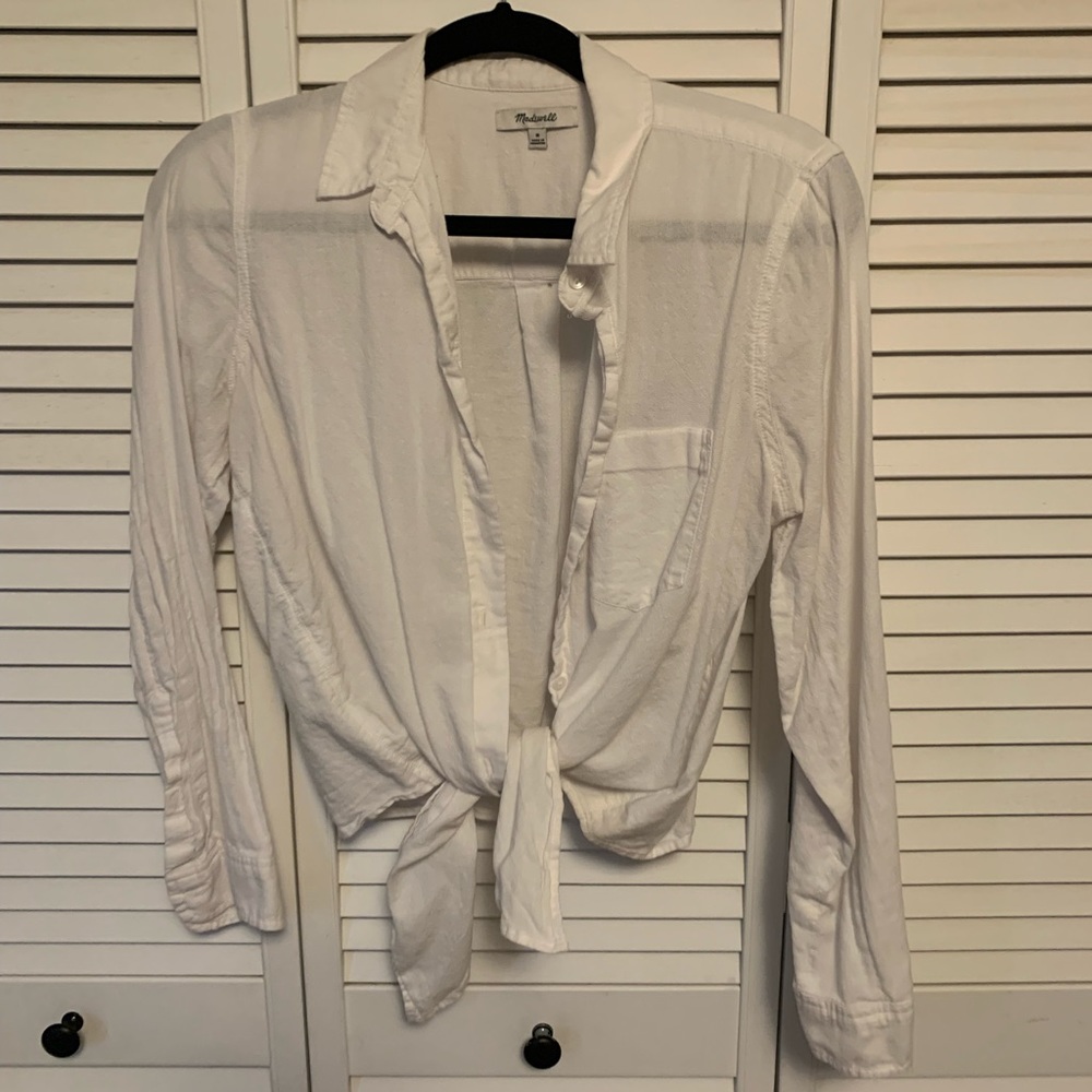 Madewell White button down tie medium